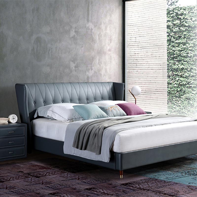 ຕຽງນອນໄມ້ແຂງທີ່ຫໍ່ຫນັງເຕັມ