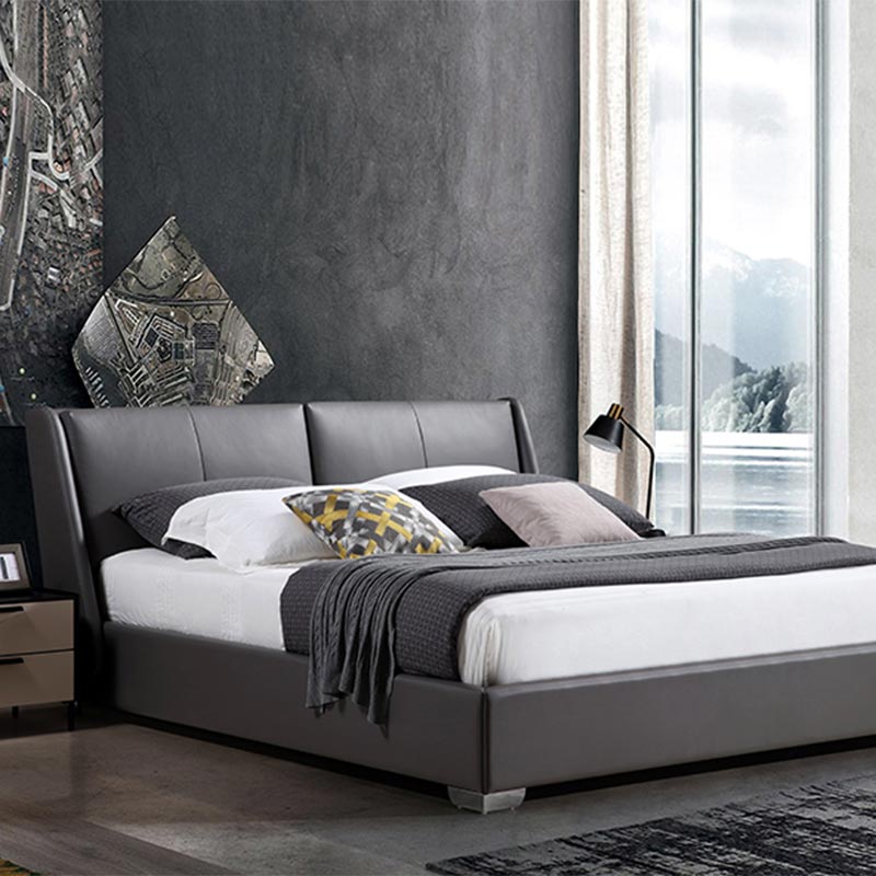 Light Luxury Leather Bed Solid Frame Set